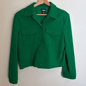 Nicole Miller New York Cropped Ponte Blazer Jacket - Kelly Green